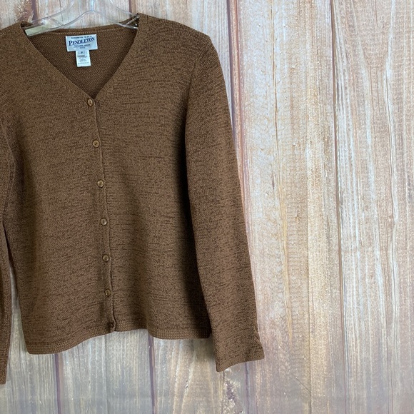 🌸Pendleton Light Brown Buttoned Cardigan Size Petite - Picture 2 of 8